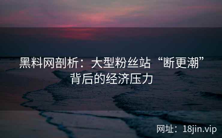 黑料网剖析：大型粉丝站“断更潮”背后的经济压力