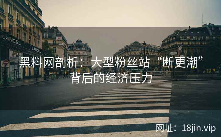黑料网剖析：大型粉丝站“断更潮”背后的经济压力